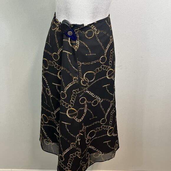 Evan Picone Skirt size 10 Black Gold Equestrian Horses Knee A Line Career Church - Picture 5 of 6